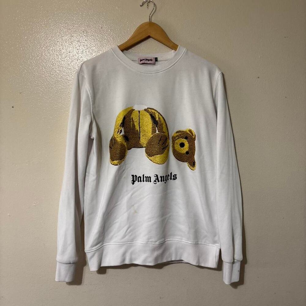 Palm Angels White Teddy Bear Graphic Crewneck Size Men’s M